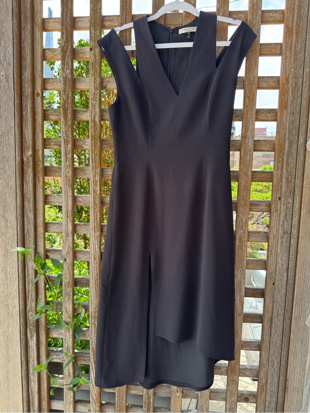 Halston Heritage Black Asymmetrical Midi Dress - Picture 4 of 7